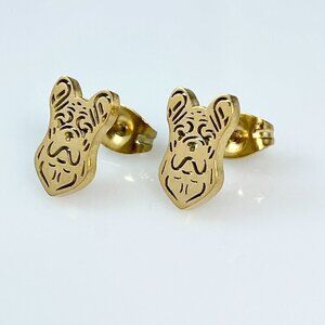 Tiny French Boxer Stud Earrings Stainless Steel